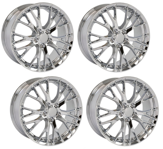 Set of Four C7 Corvette Z06 Chrome Replica Wheels for C6 Corvette Fitment