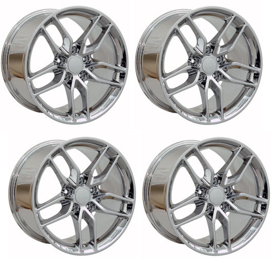 Complete Set of C7 Z51 Corvette Reproduction Wheels - Chrome 