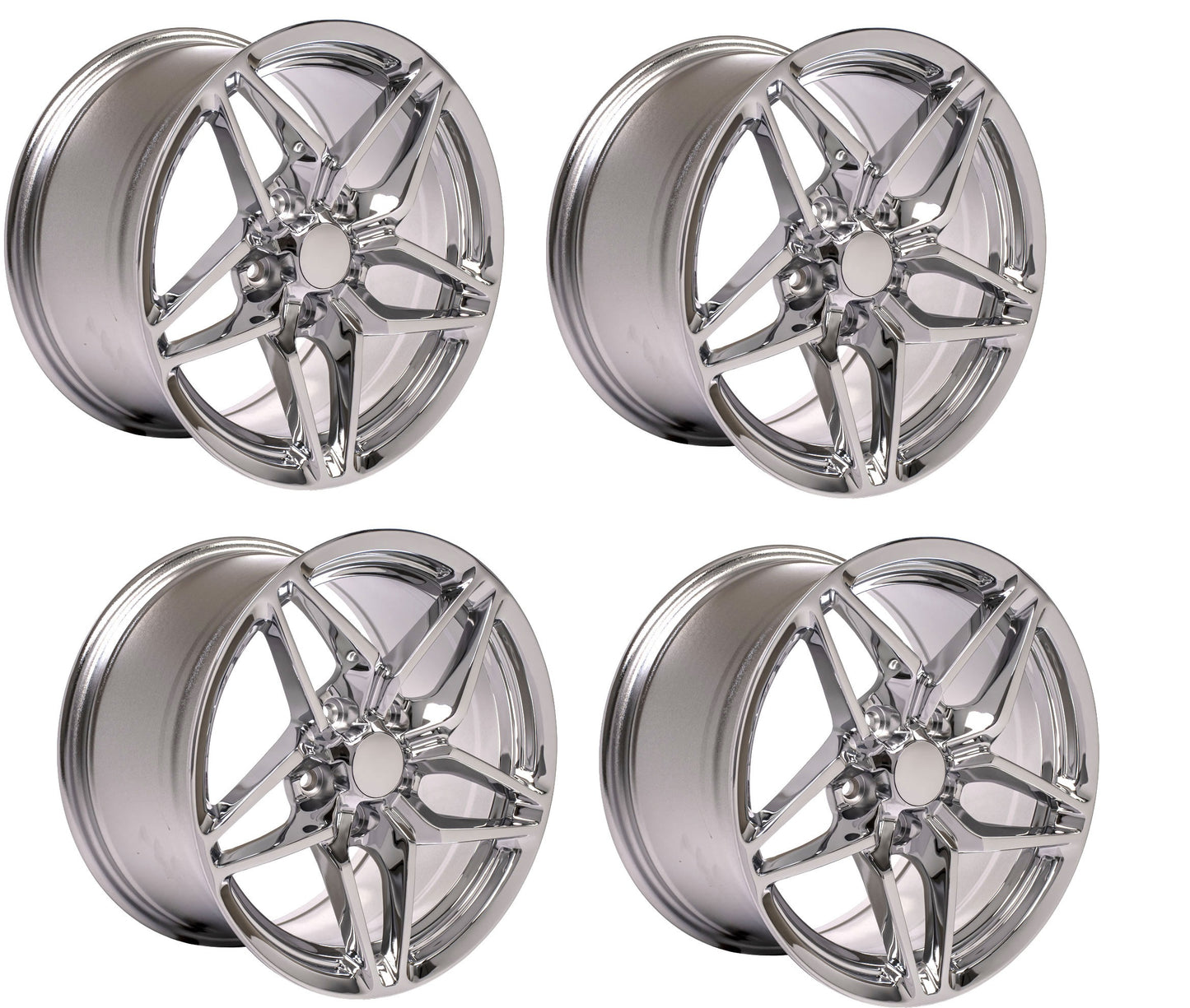 C7 ZR1 Chrome Corvette Replica Wheels - Complete Set