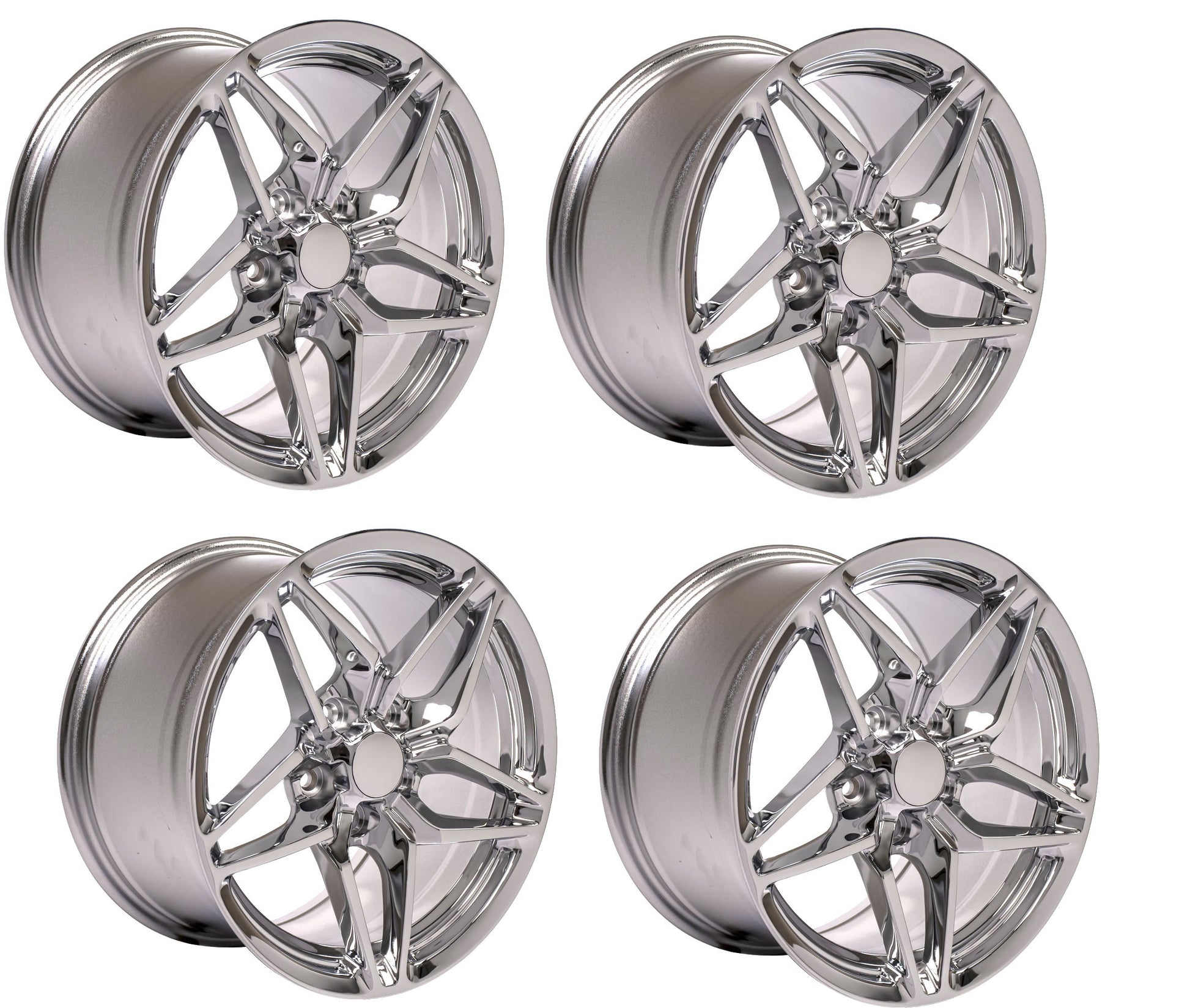 C7 ZR1 Chrome Corvette Replica Wheels - Complete Set