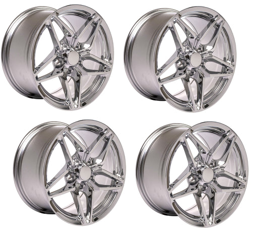 C7 ZR1 Chrome Corvette Replica Wheels - Complete Set