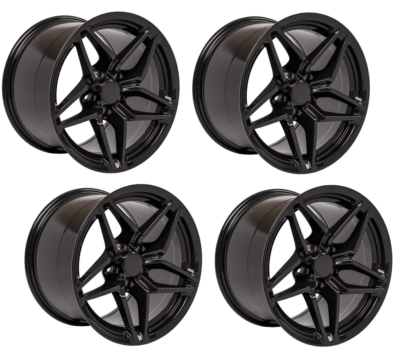 C7 ZR1 Corvette Replica Wheels - Gloss Black Complete Set