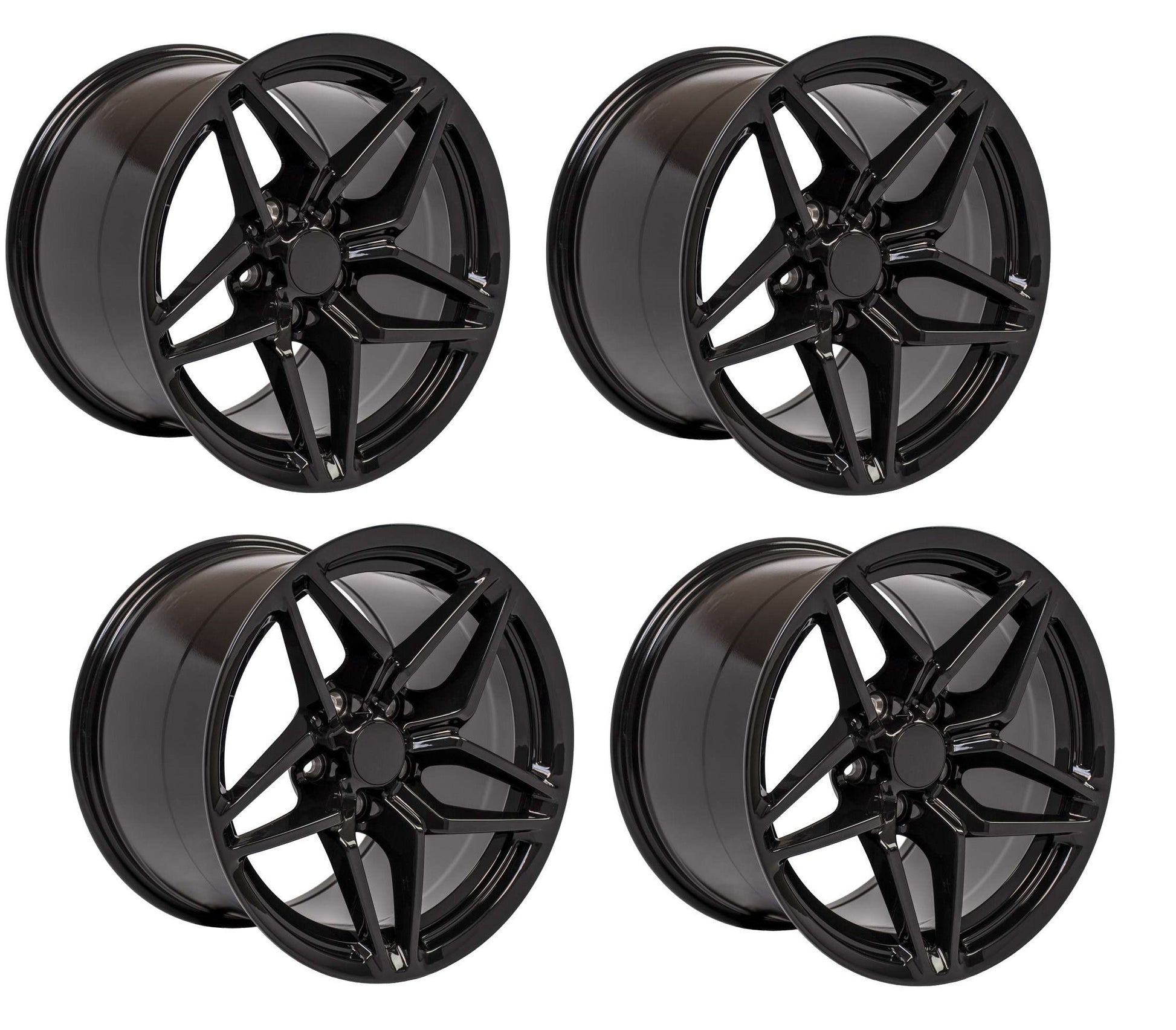 C7 ZR1 Corvette Replica Wheels - Gloss Black Complete Set