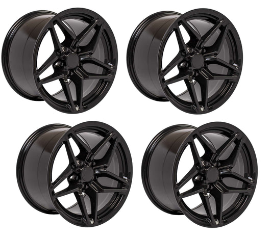 C7 ZR1 Corvette Replica Wheels - Gloss Black Complete Set