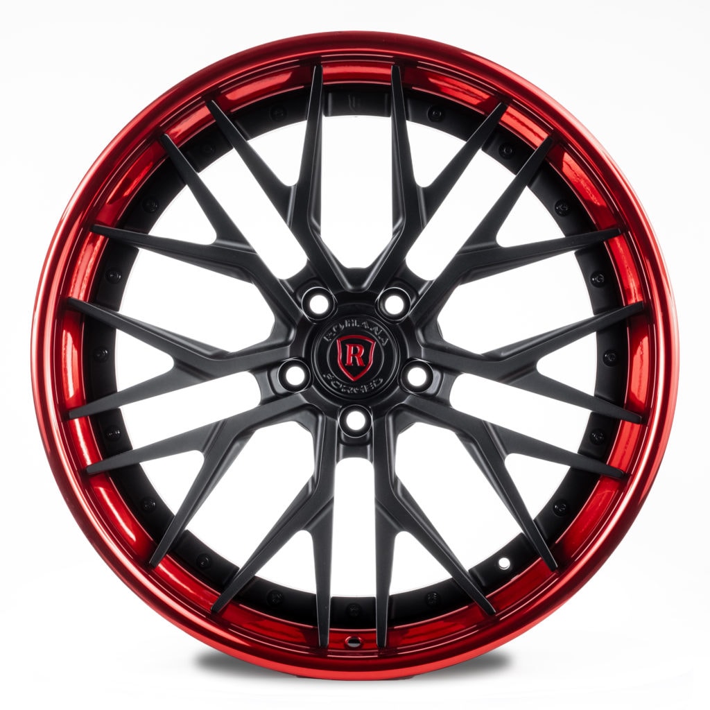 C8 Corvette Wheels: Rohana RFG3 - Black w/ Red Lip