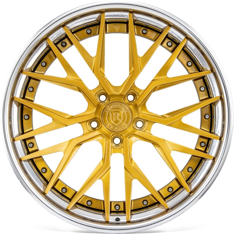 C8 Corvette Wheels: Rohana RFG3 - Gold w/ Chrome Lip
