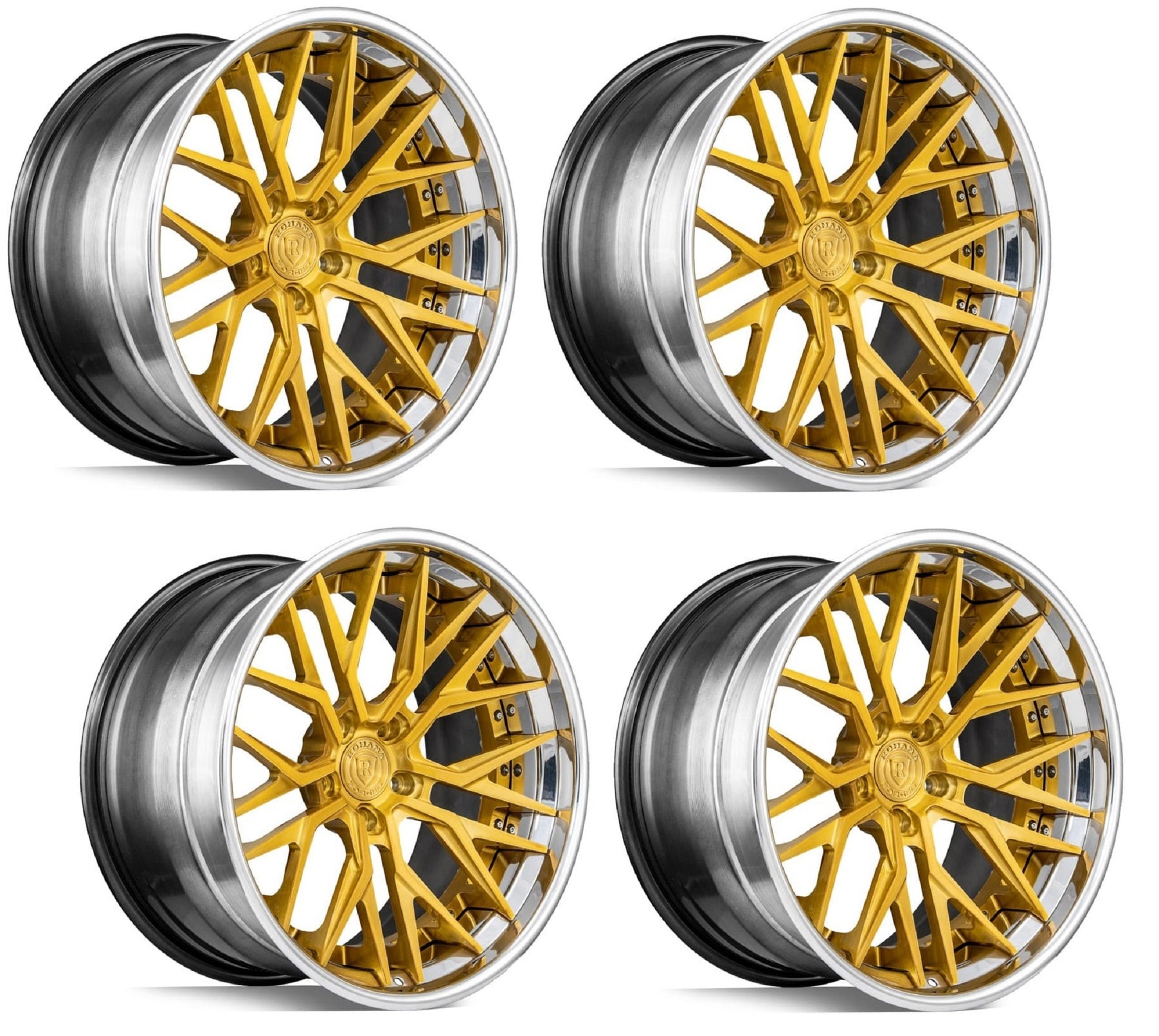 C8 Corvette Wheels: Rohana RFG3 - Gold w/ Chrome Lip (Set)