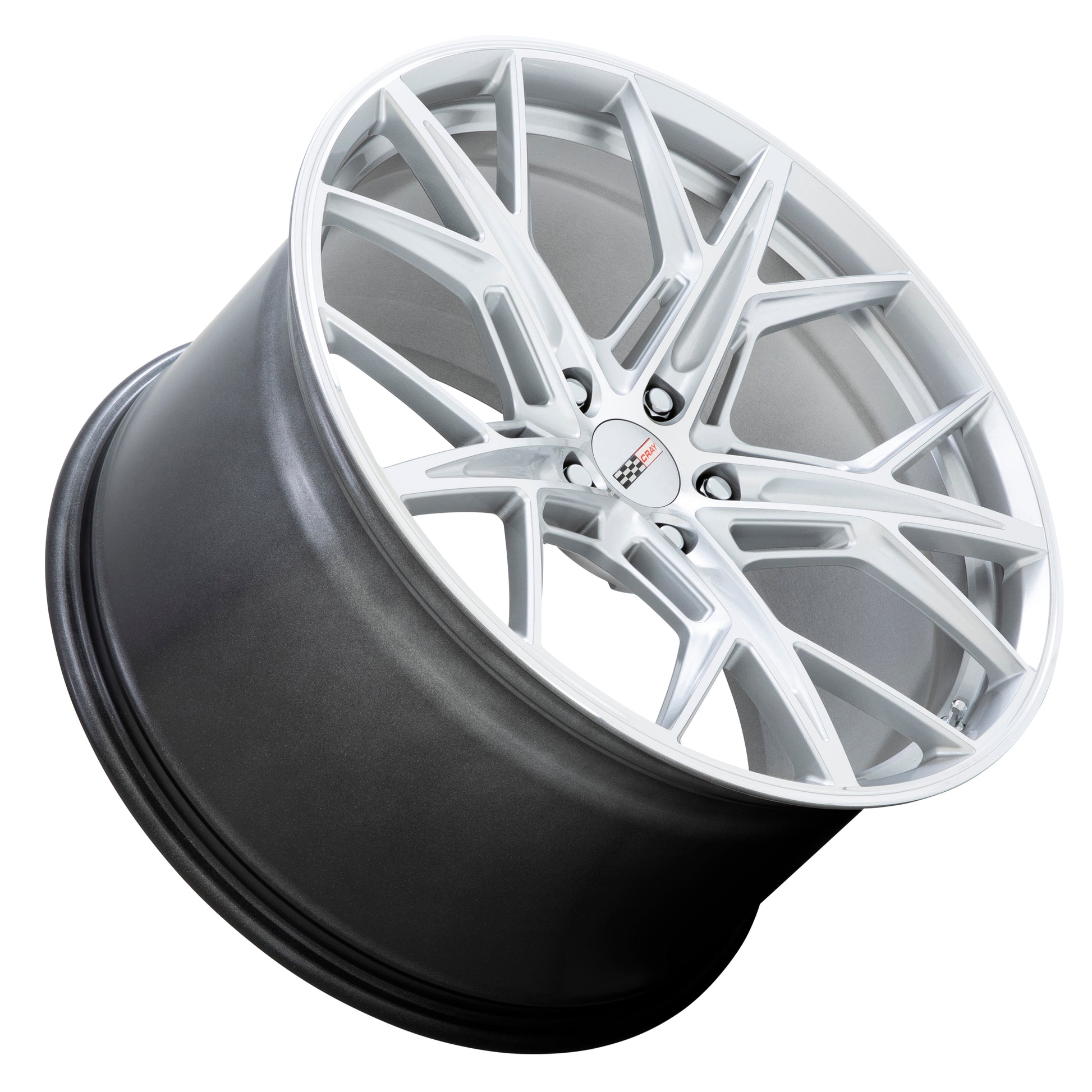 C8 Corvette Wheels: Cray Hammerhead - Gloss Silver w/ Mirror Cut Face