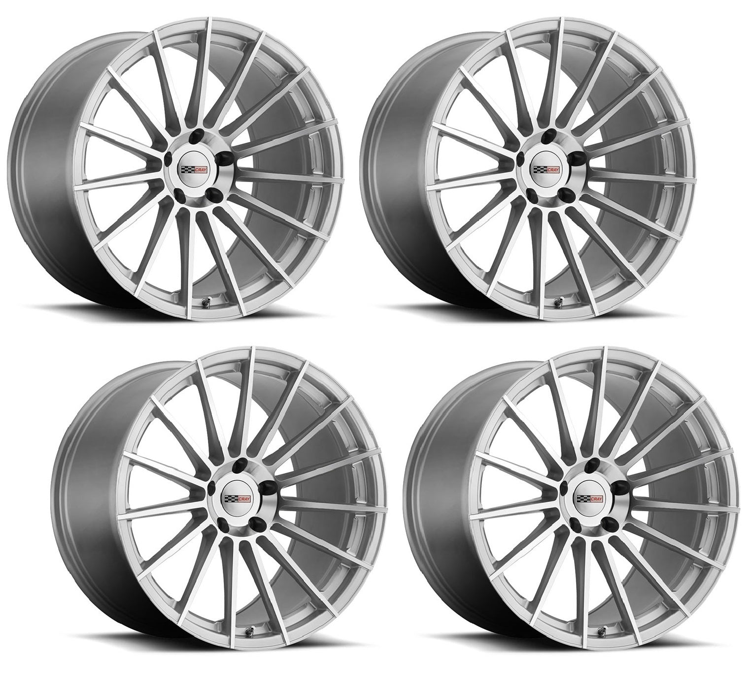 C8 Corvette Wheels: Cray Mako - Titanium Silver w/ Mirror Cut Face (Set)