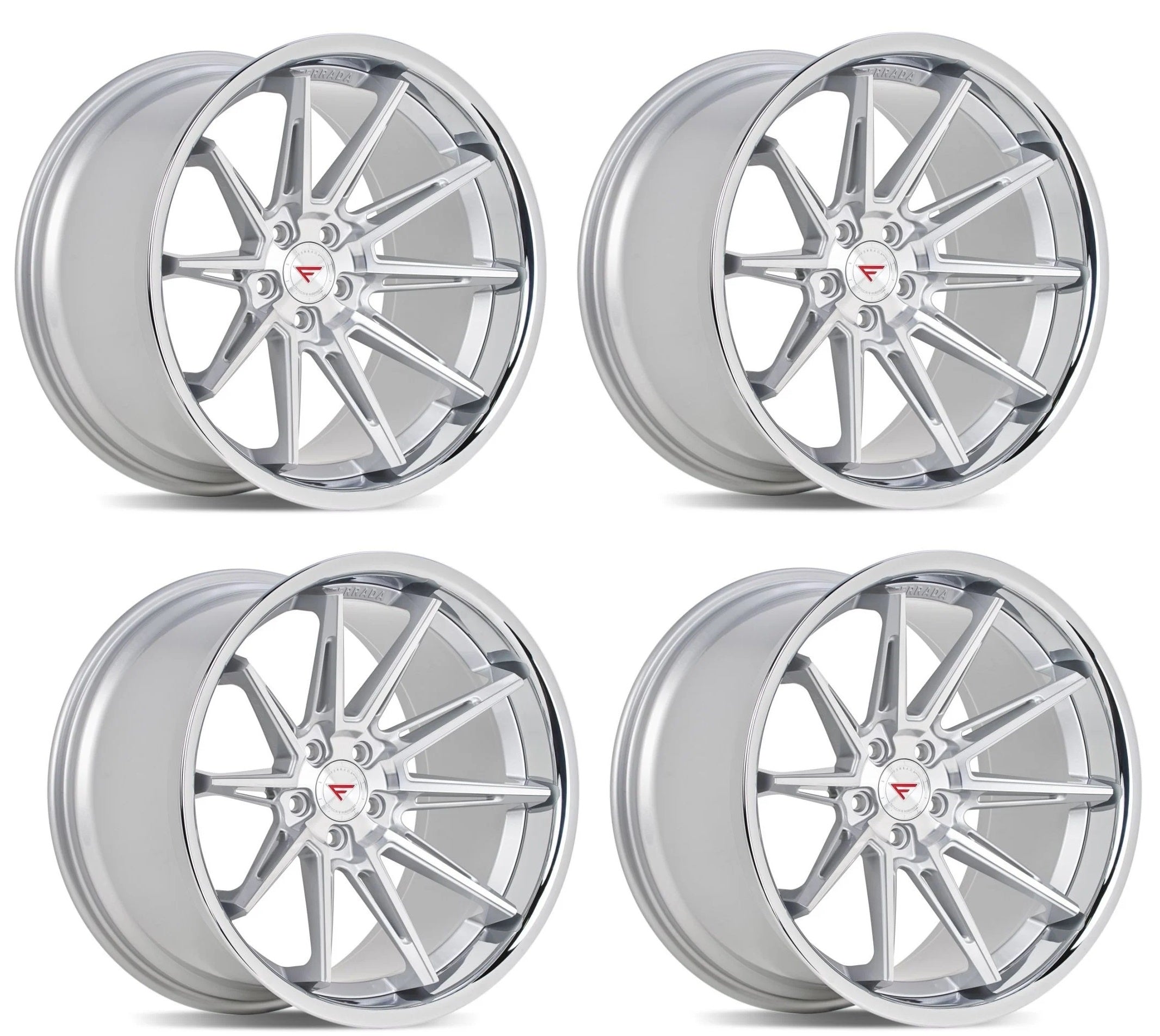 Freada Rims Ferrada CM2 Wheels for C8 Corvette - Machine Silver w/ Chrome Lip ...