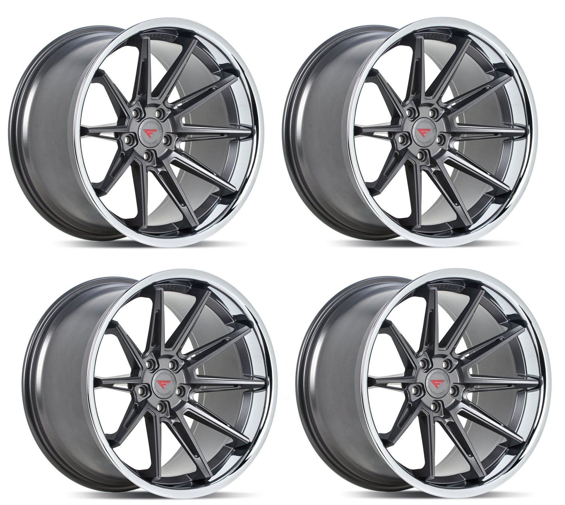 C8 Corvette Wheels: Ferrada CM2 - Matte Graphite w/ Chrome Lip (Set)