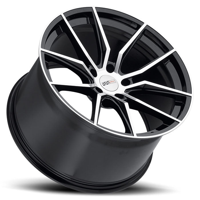 C8 Corvette Wheels: Cray Spider - Gloss Black w/ Mirror Cut Face