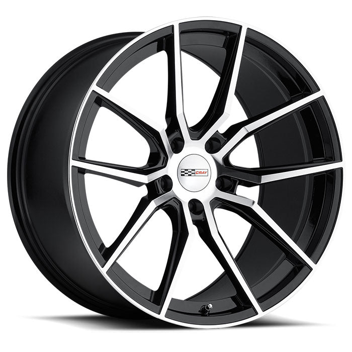 C8 Corvette Wheels: Cray Spider - Gloss Black w/ Mirror Cut Face
