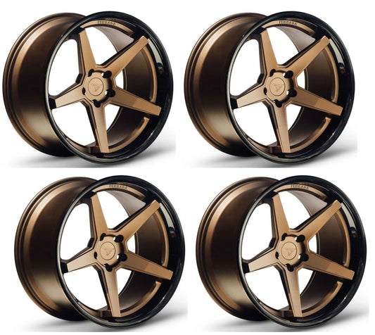 C8 Corvette Wheels: Ferrada FR3 - Matte Bronze w/ Black Lip (Set)
