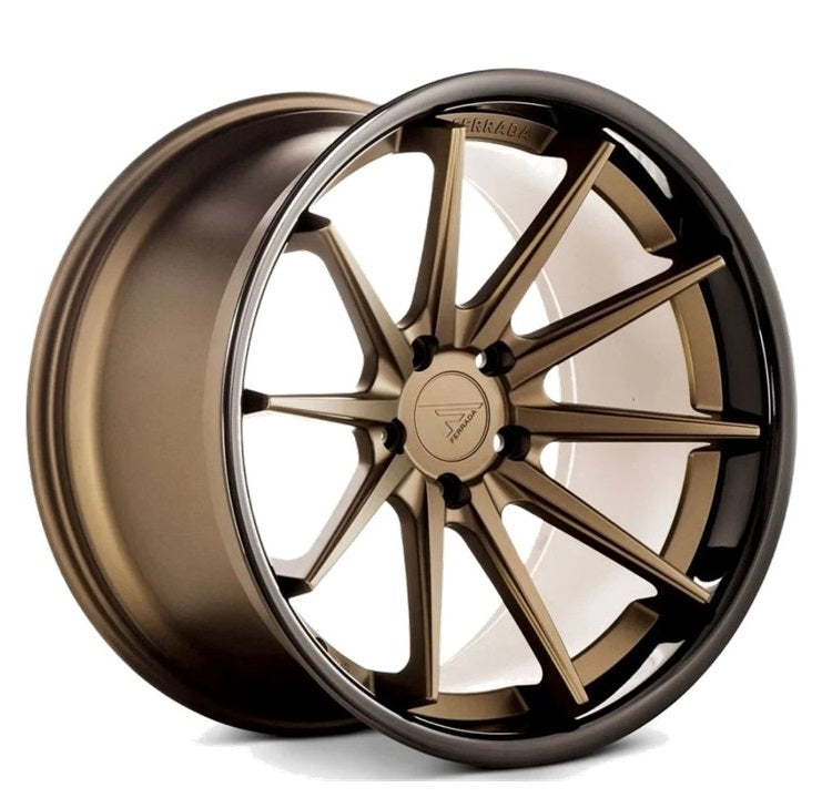 C8 Corvette Wheels: Ferrada FR4 - Matte Bronze w/ Black Lip