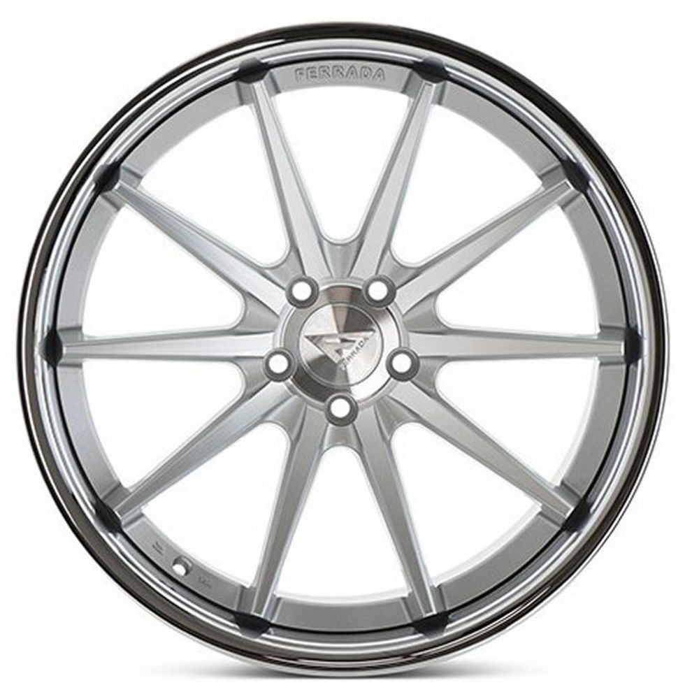 C8 Corvette Wheels: Ferrada FR4 - Machine Silver w/ Chrome Lip