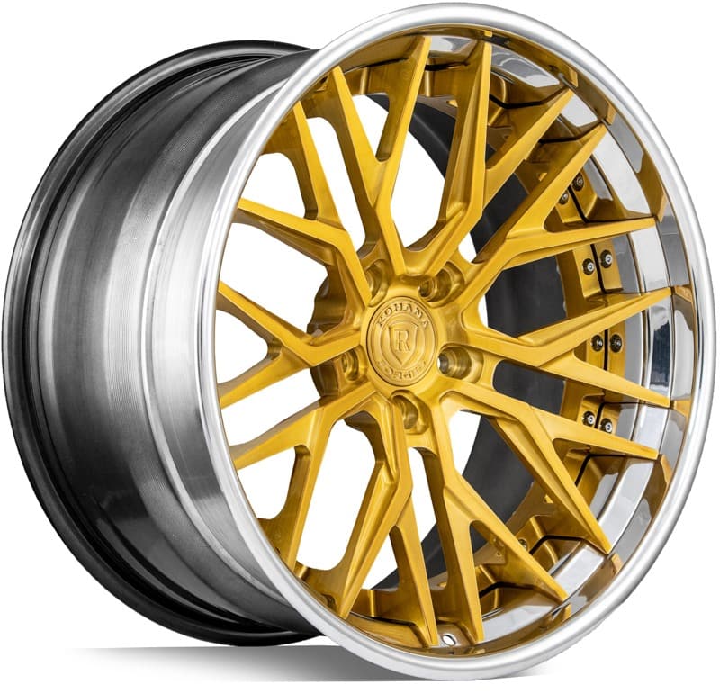 Corvette Wheels: Rohana RFG3 - Gold w/ Chrome Lip