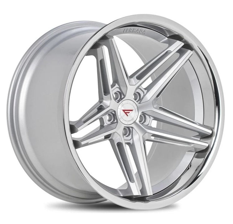 Corvette Wheels: Ferrada CM1 - Machine Silver w/ Chrome Lip