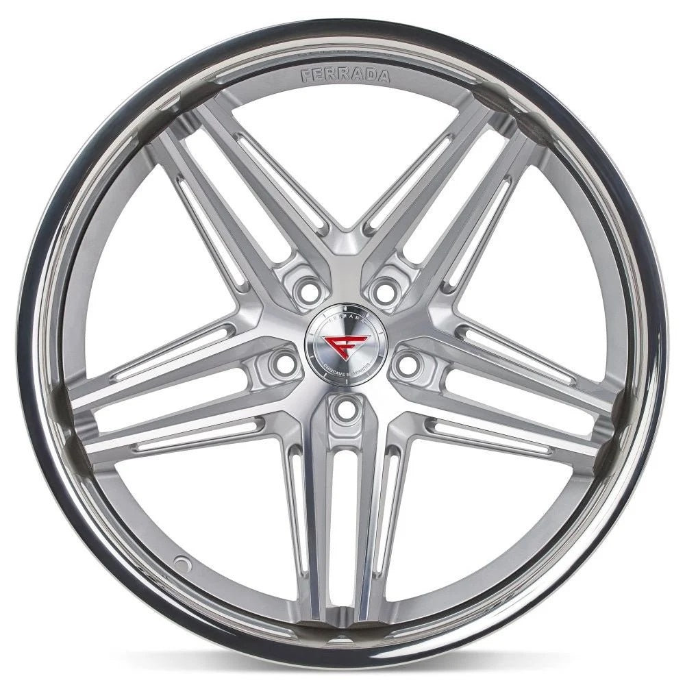 Corvette Wheels: Ferrada CM1 - Machine Silver w/ Chrome Lip (face)