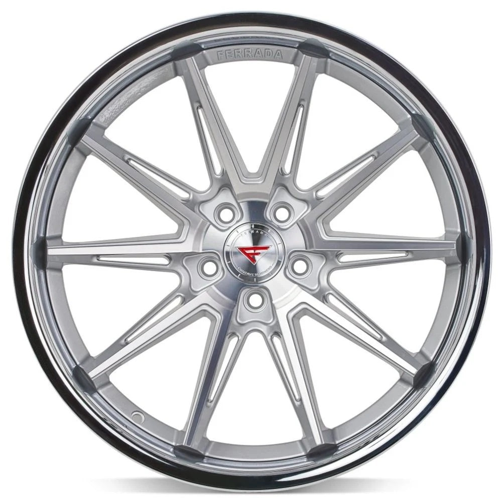 Corvette Wheels: Ferrada CM2 - Machine Silver w/ Chrome Lip (face)