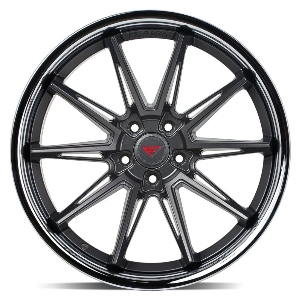 Corvette Wheels: Ferrada CM2 - Matte Graphite w/ Chrome Lip (face)