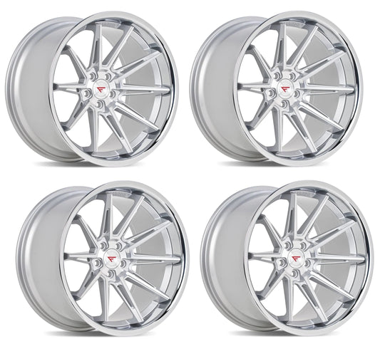 Corvette Wheels: Ferrada CM2 - Machine Silver w/ Chrome Lip (Set)
