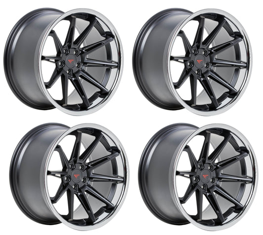 Corvette Wheels: Ferrada CM2 - Matte Black w/ Chrome Lip (Set)