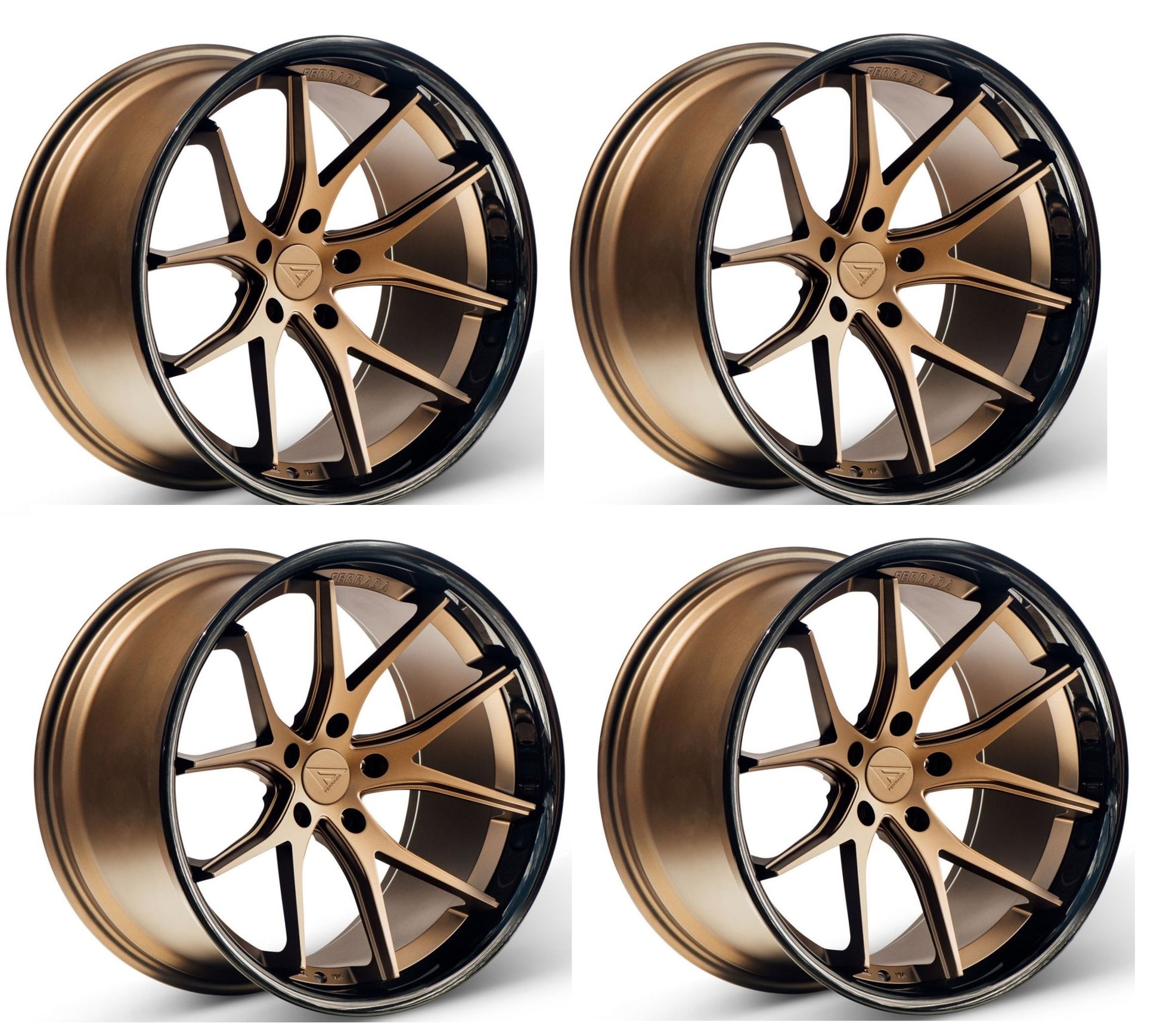 Corvette Wheels: Ferrada FR2 - Matte Bronze w/ Black Lip (Set)