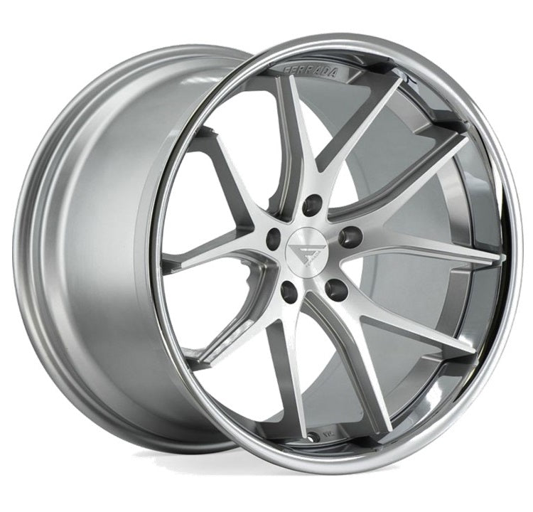 Corvette Wheels: Ferrada FR2 - Machine Silver w/ Chrome Lip