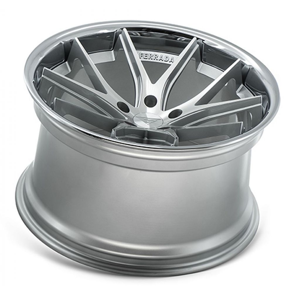 Corvette Wheels: Ferrada FR2 - Machine Silver w/ Chrome Lip