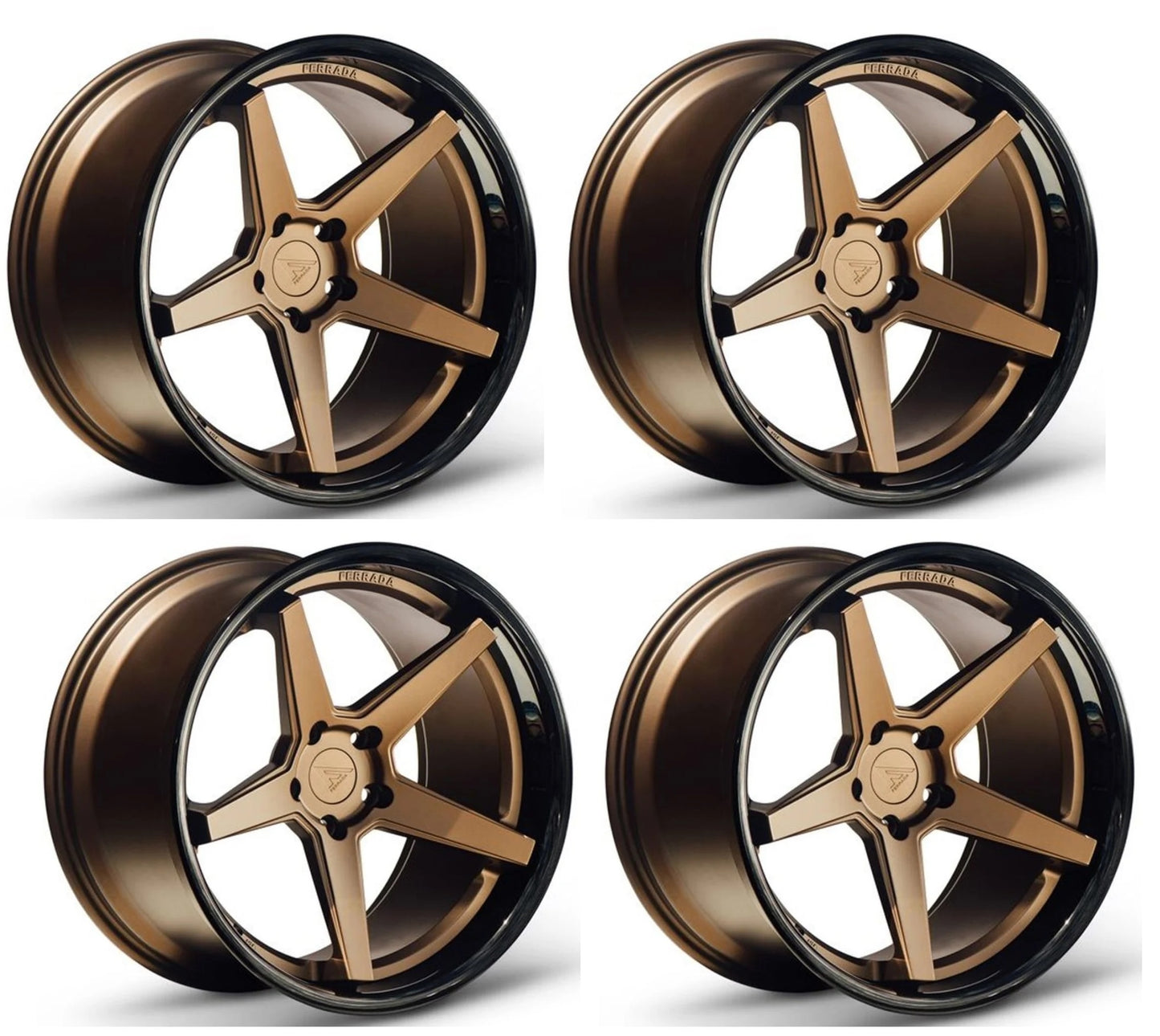 Corvette Wheels: Ferrada FR3 - Matte Bronze w/ Black Lip (Set)
