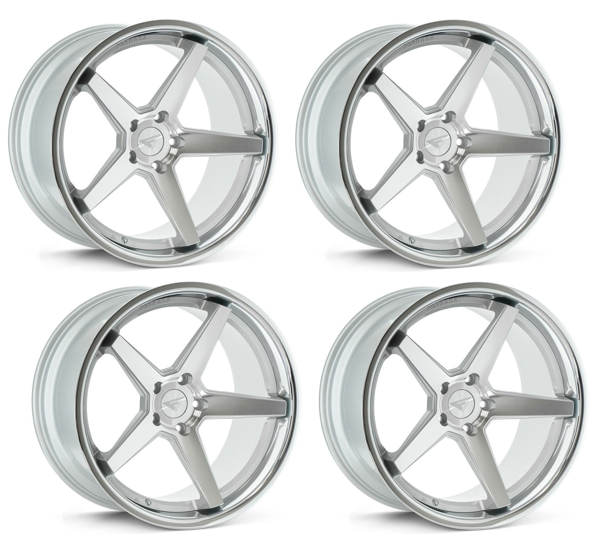 Corvette Wheels: Ferrada FR3 - Machine Silver w/ Chrome Lip (Set)