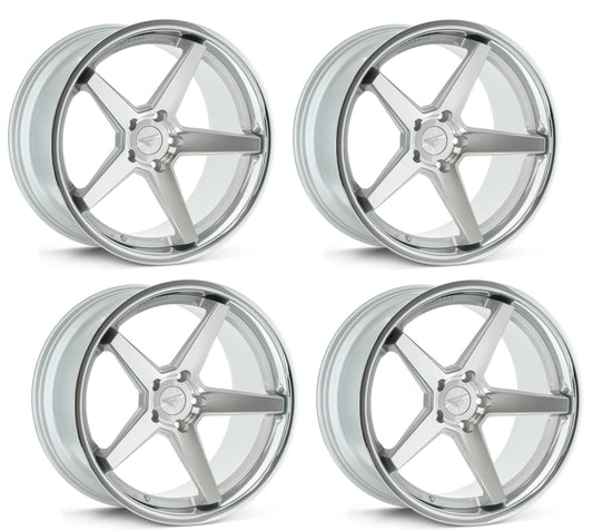 Corvette Wheels: Ferrada FR3 - Machine Silver w/ Chrome Lip (Set)
