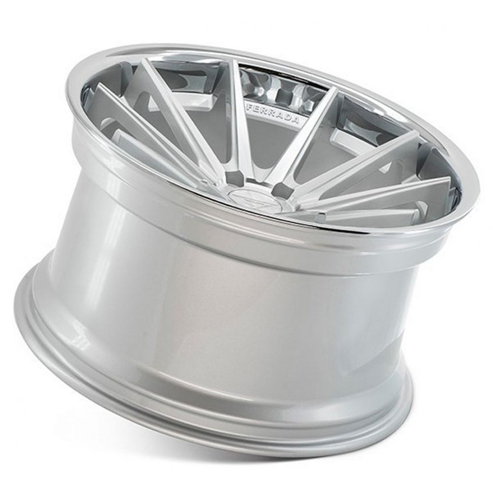 Corvette Wheels: Ferrada FR4 - Machine Silver w/ Chrome Lip